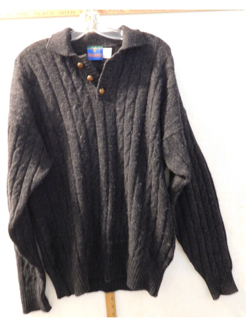 Vintage Woodward Supersoft Shetland Wool Sweater Scotland Button Collar Large
